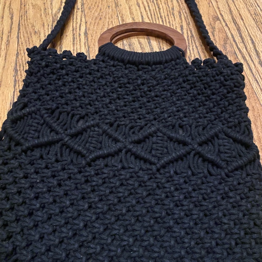 Danielle Nicole Black Macrame Handbag - image 5